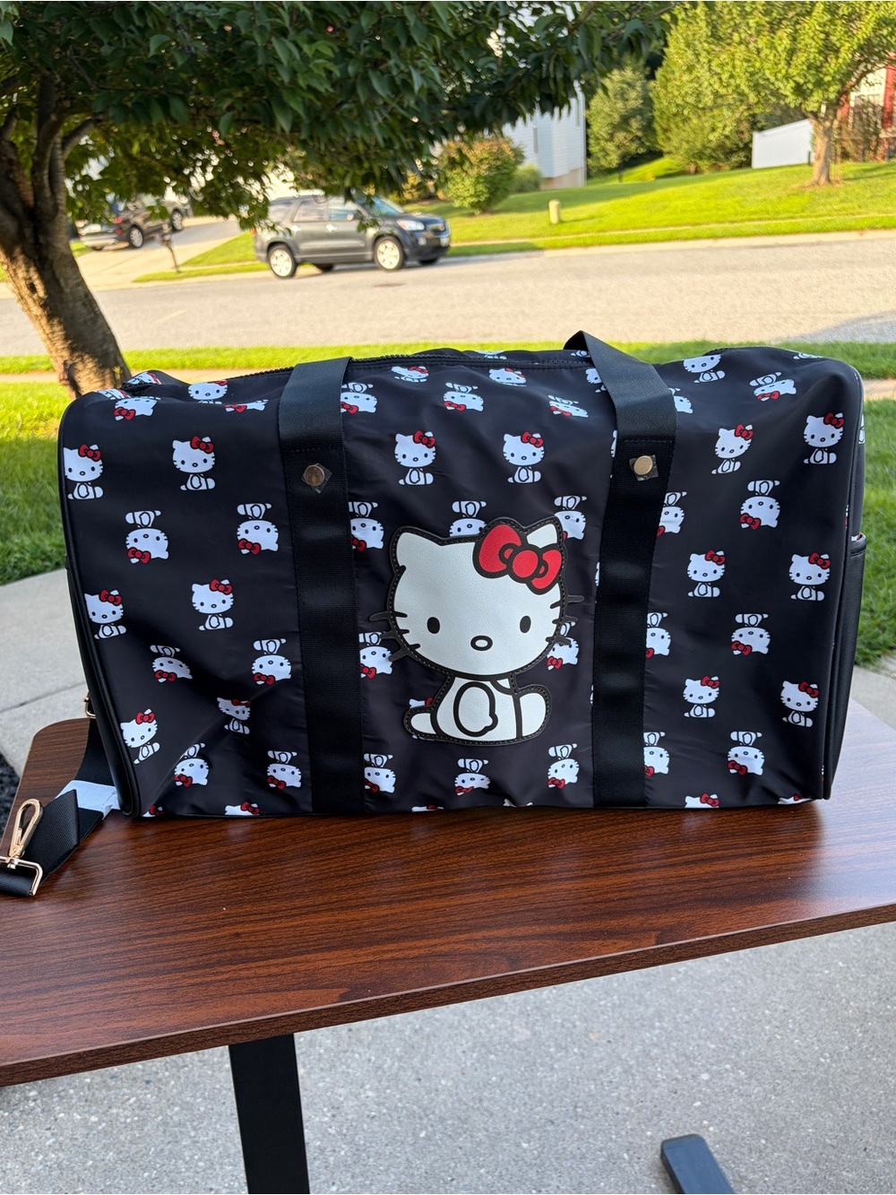 Hello Kitty Sanrio Black Travel Duffle Weekender Bag NWT